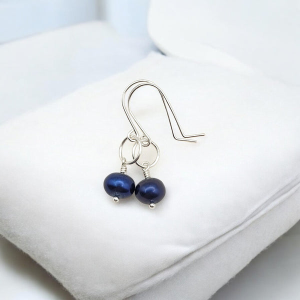 Pearl - Silver & Royal Blue Dangle Earrings Bijou by SAM