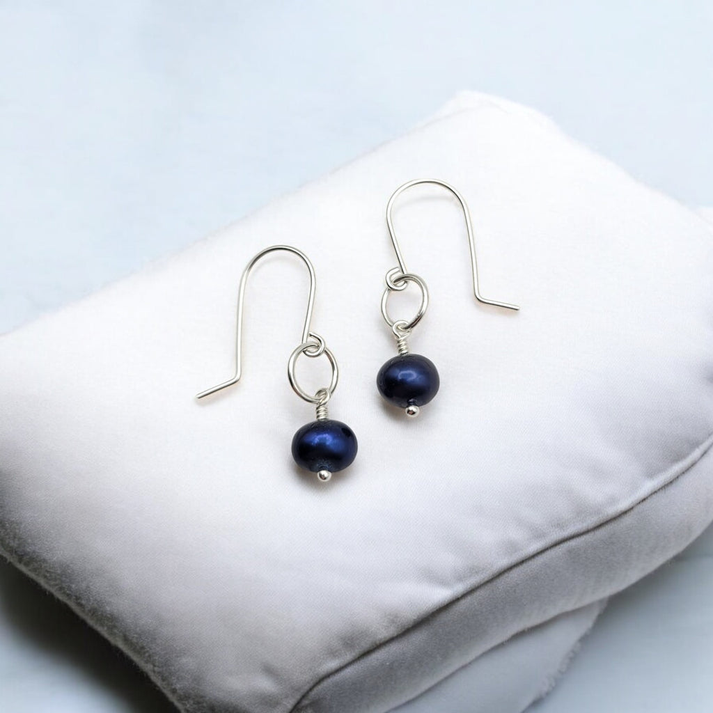 Pearl - Silver & Royal Blue Dangle Earrings Bijou by SAM