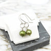 Pearl - Silver & Lime Green Dangle Earrings Bijou by SAM