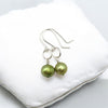 Pearl - Silver & Lime Green Dangle Earrings Bijou by SAM