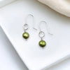 Pearl - Silver & Lime Green Dangle Earrings Bijou by SAM