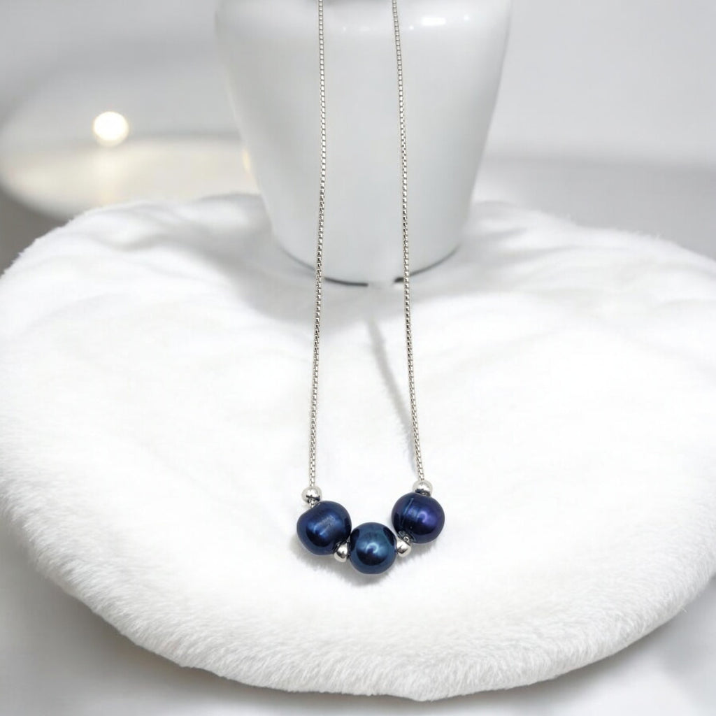 Pearl - Silver & Royal Blue Necklace Necklace Bijou by SAM