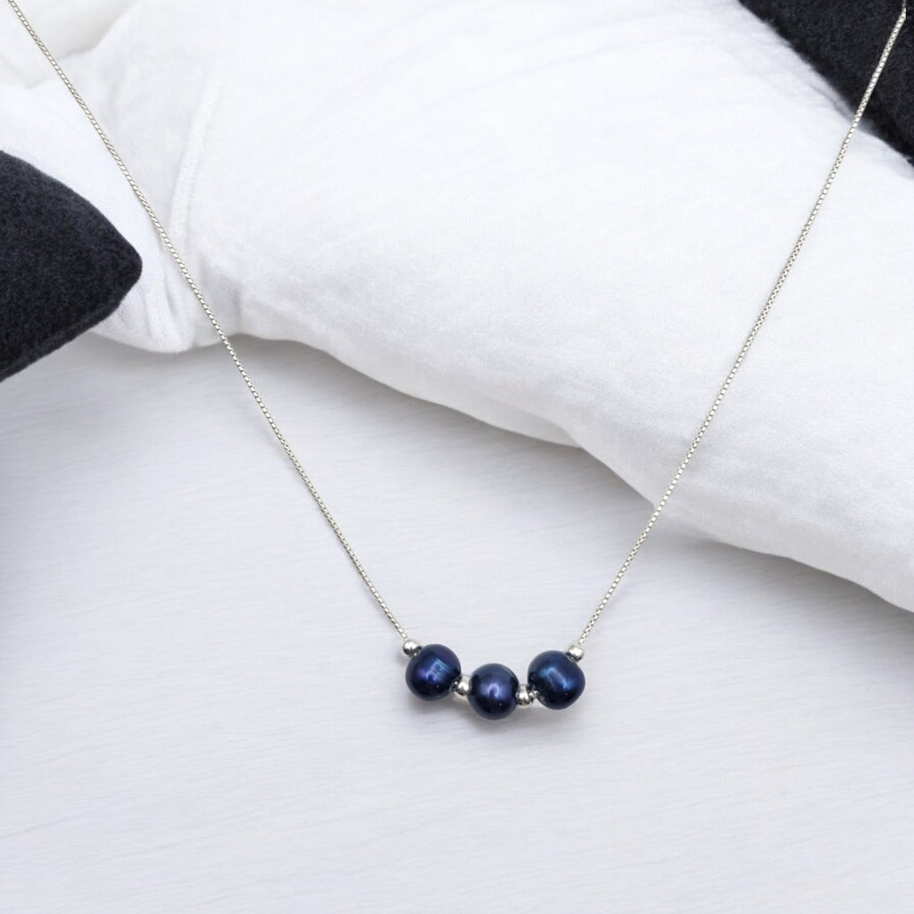 Pearl - Silver & Royal Blue Necklace Necklace Bijou by SAM