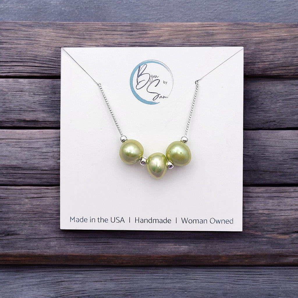 Pearl - Silver & Lime Green Necklace Necklace Bijou by SAM