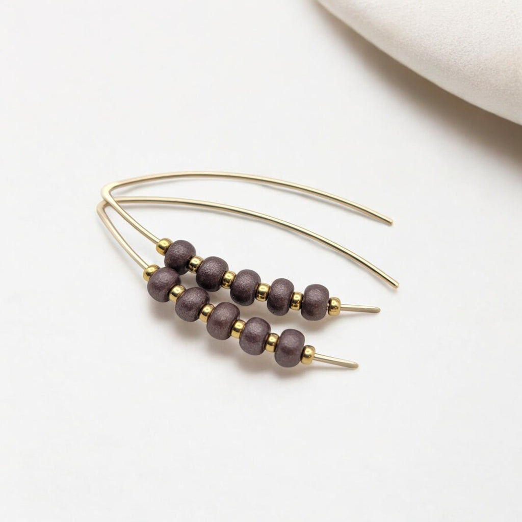 Wish - Gold & Chocolate Pearl Earrings Bijou by SAM