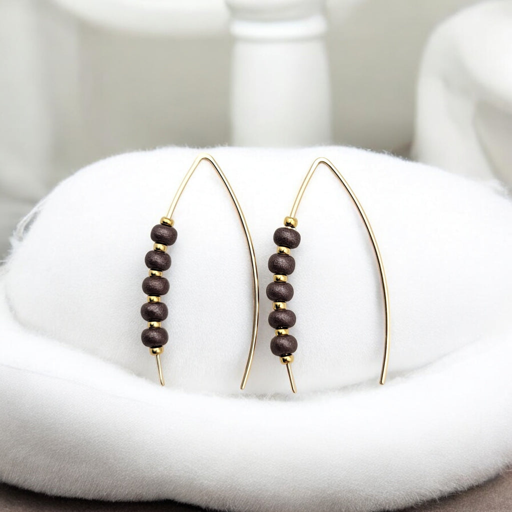 Wish - Gold & Chocolate Pearl Earrings Bijou by SAM