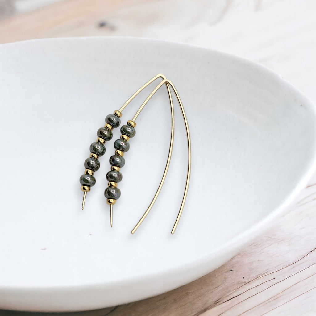 Wish - Gold & Steel Gray Earrings Bijou by SAM