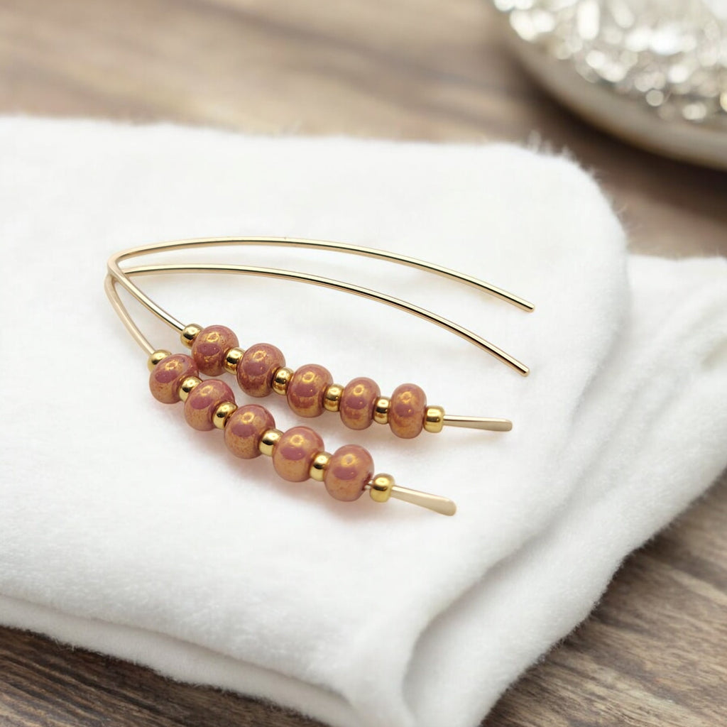 Wish - Gold & Dusty Rose Gold Earrings Bijou by SAM