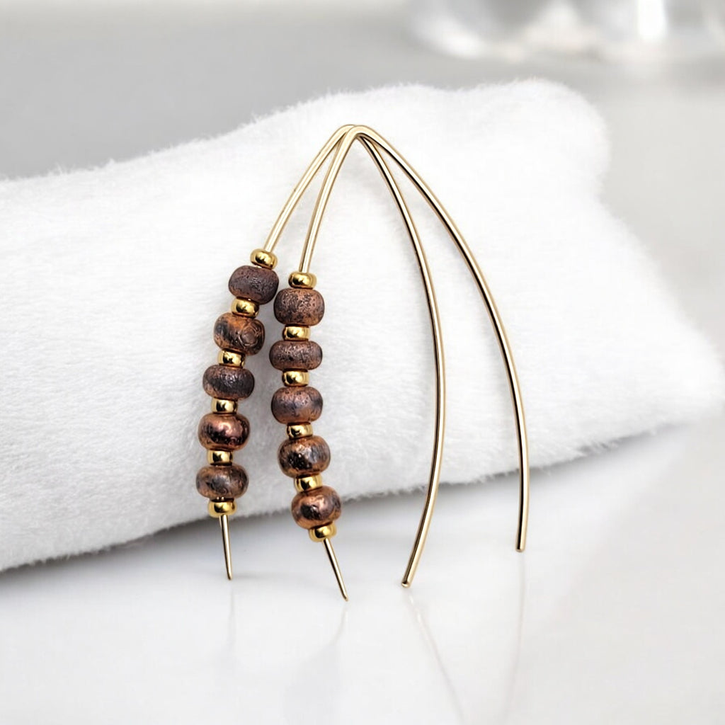 Wish - Gold & Rustic Copper Earrings Bijou by SAM