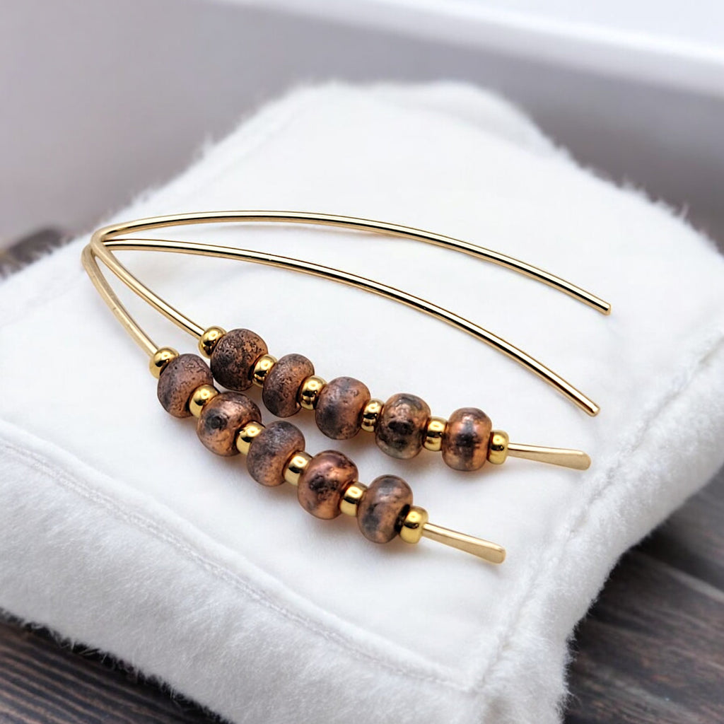 Wish - Gold & Rustic Copper Earrings Bijou by SAM