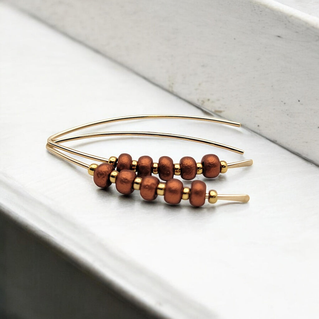 Wish- Gold and Rustic Copper Earrings Bijou by SAM