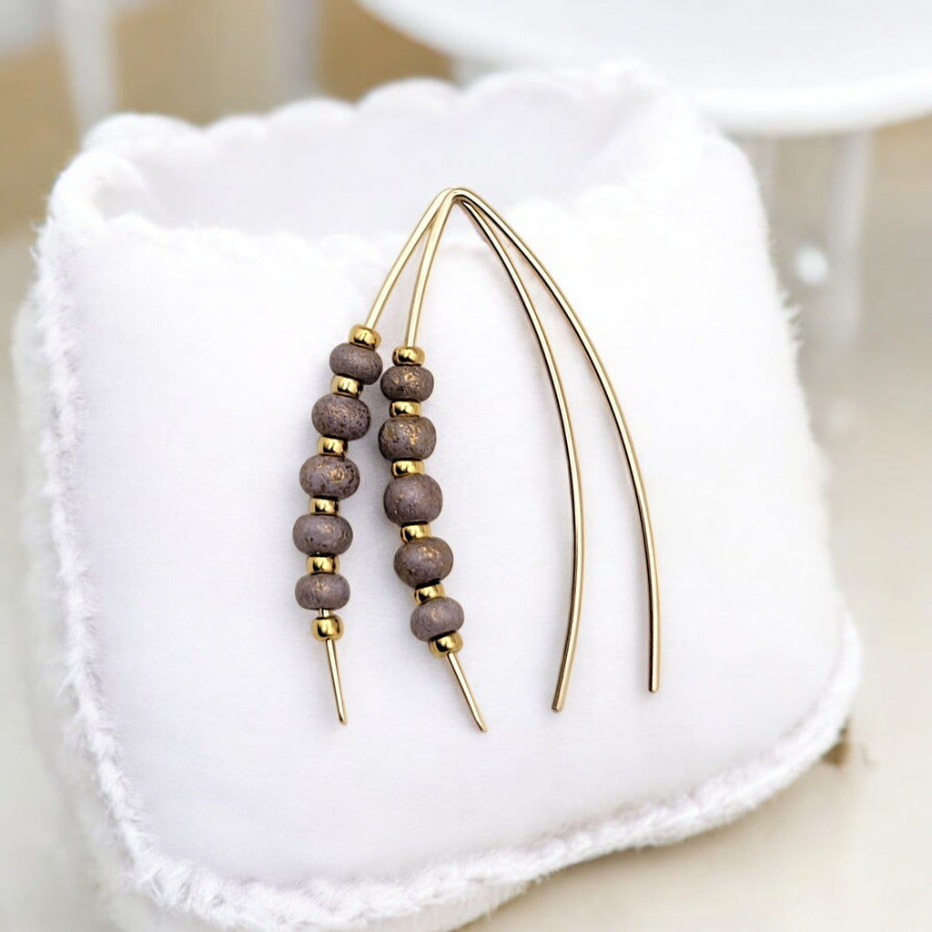 Wish - Gold and Lavender Gold Dust Earrings Bijou by SAM