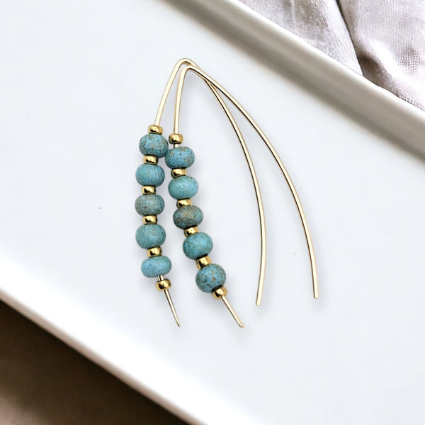 Wish - Gold and Turquoise Gold Dust Earrings Bijou by SAM