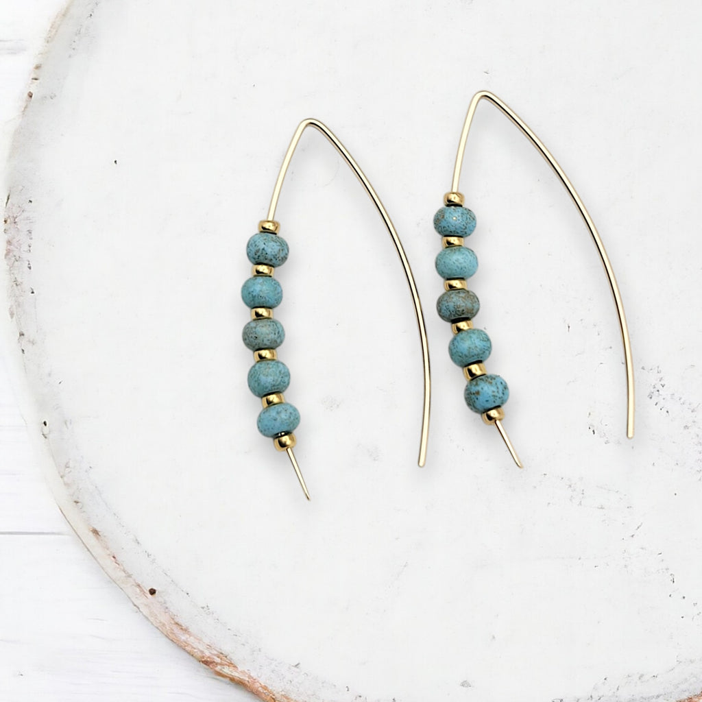 Wish - Gold and Turquoise Gold Dust Earrings Bijou by SAM