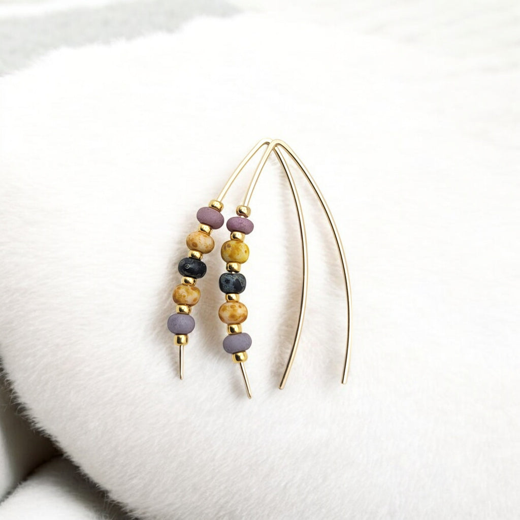 Wish - Gold and Multi Color Beads Earrings Bijou by SAM