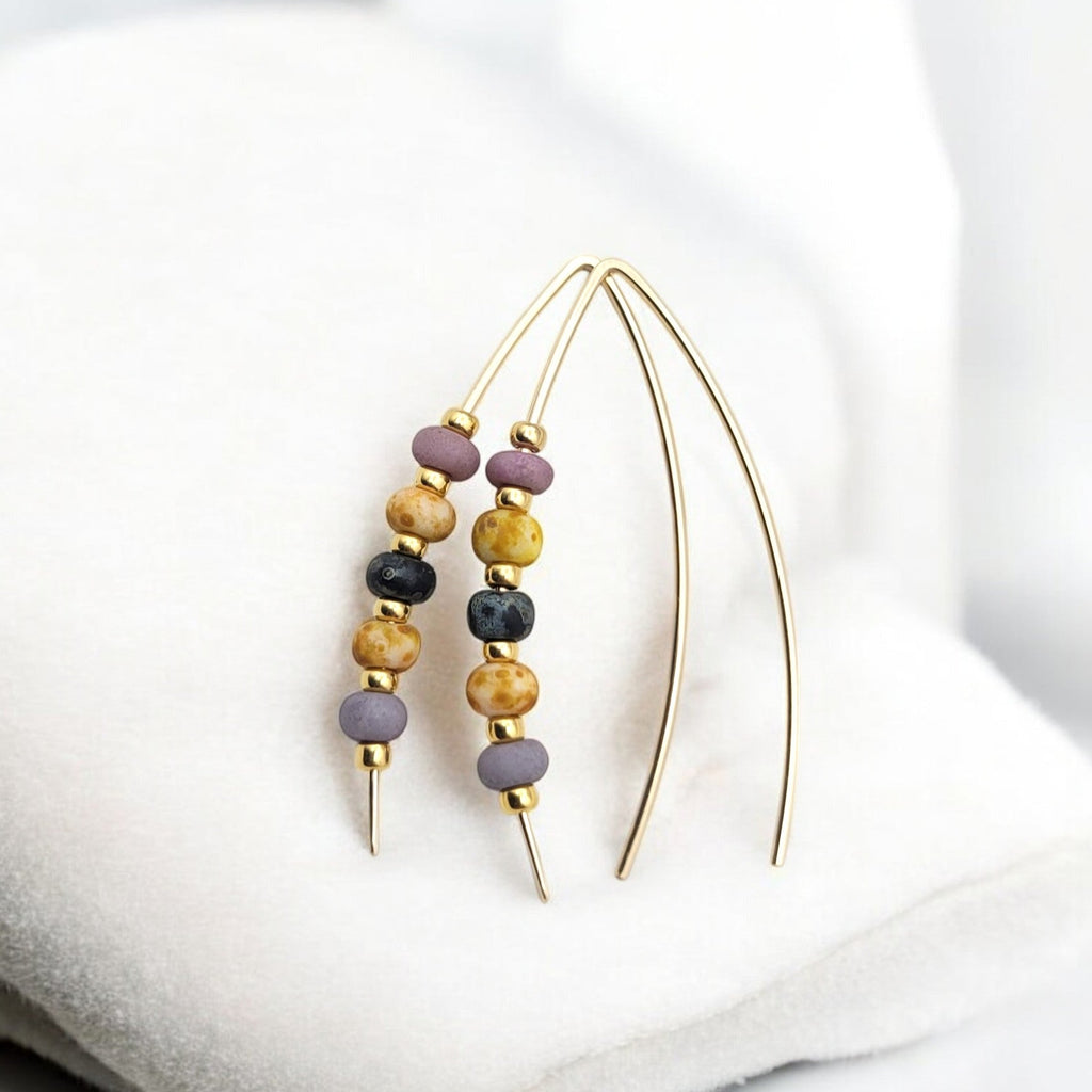 Wish - Gold and Multi Color Beads Earrings Bijou by SAM