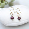 Pearl - Gold & Cranberry Earrings Bijou by SAM