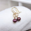 Pearl - Gold & Cranberry Earrings Bijou by SAM