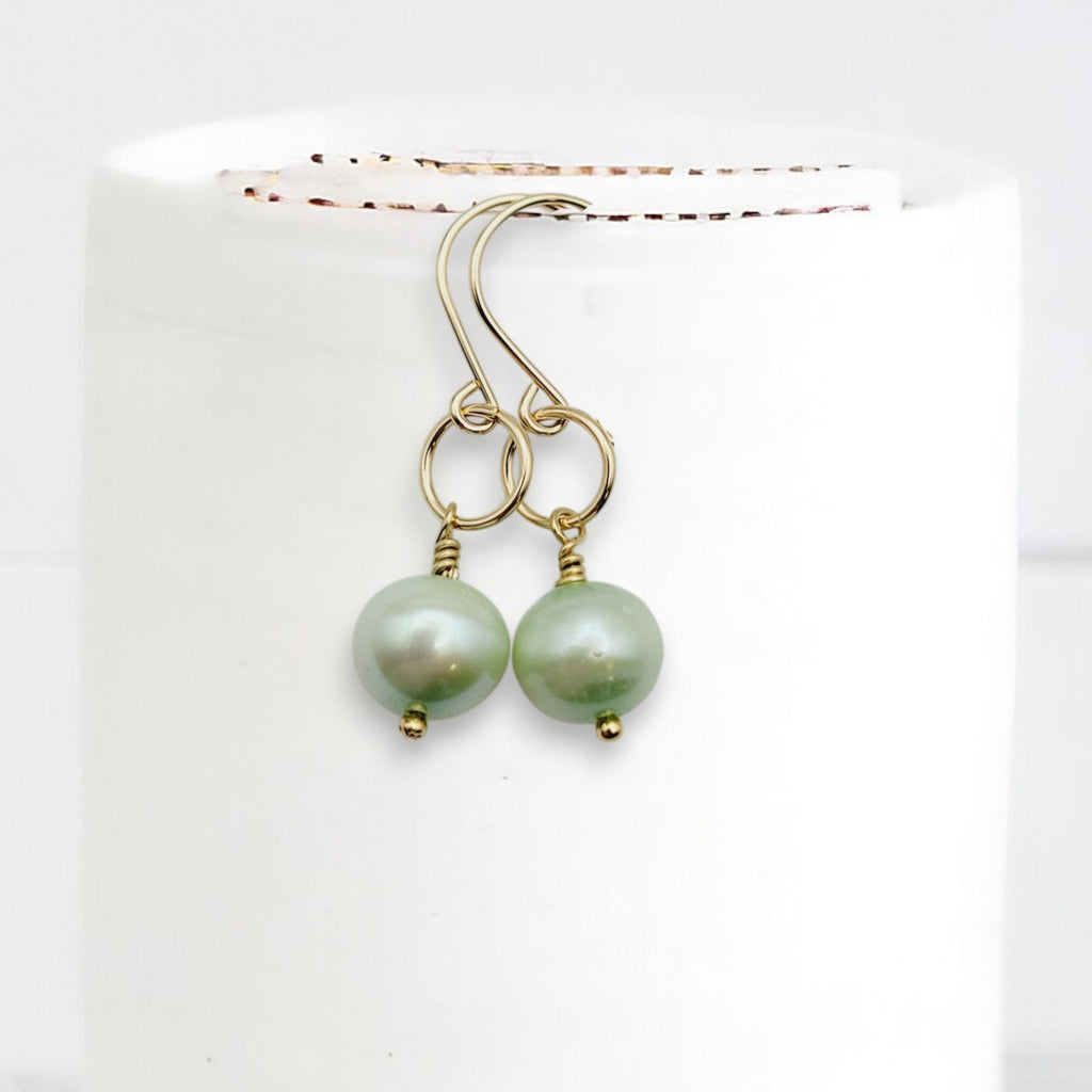 Pearl - Gold & Mint Green Earrings Bijou by SAM