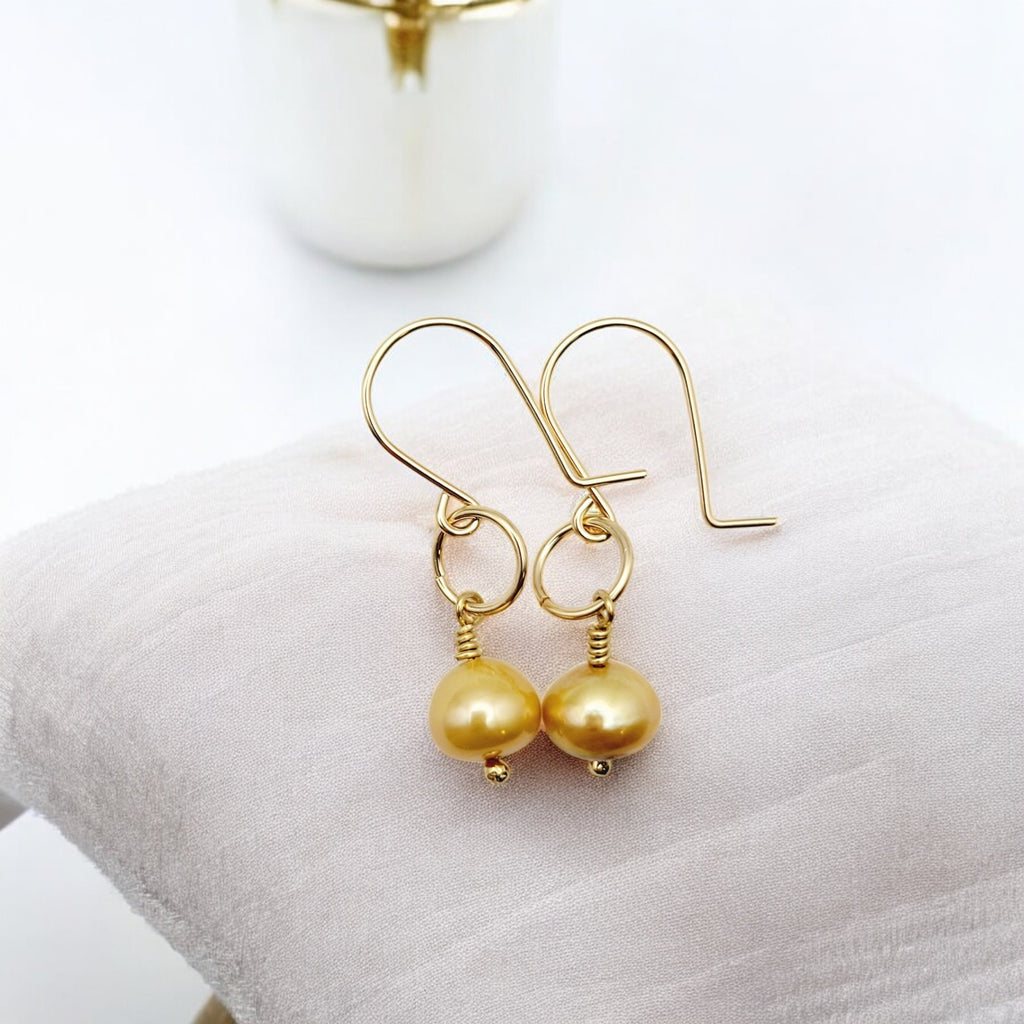 Pearl - Gold & Gold Earrings Bijou by SAM