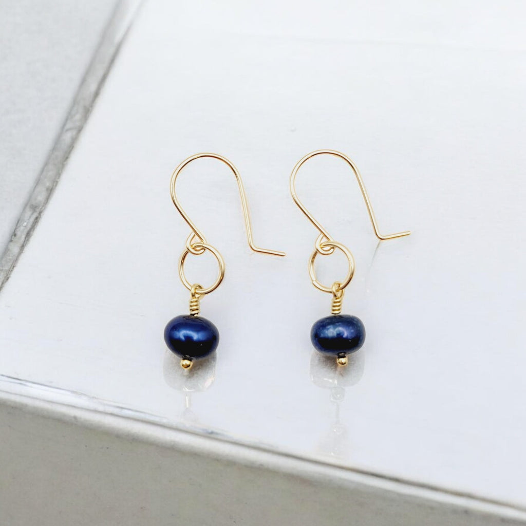 Pearl - Gold & Royal Blue Earrings Bijou by SAM