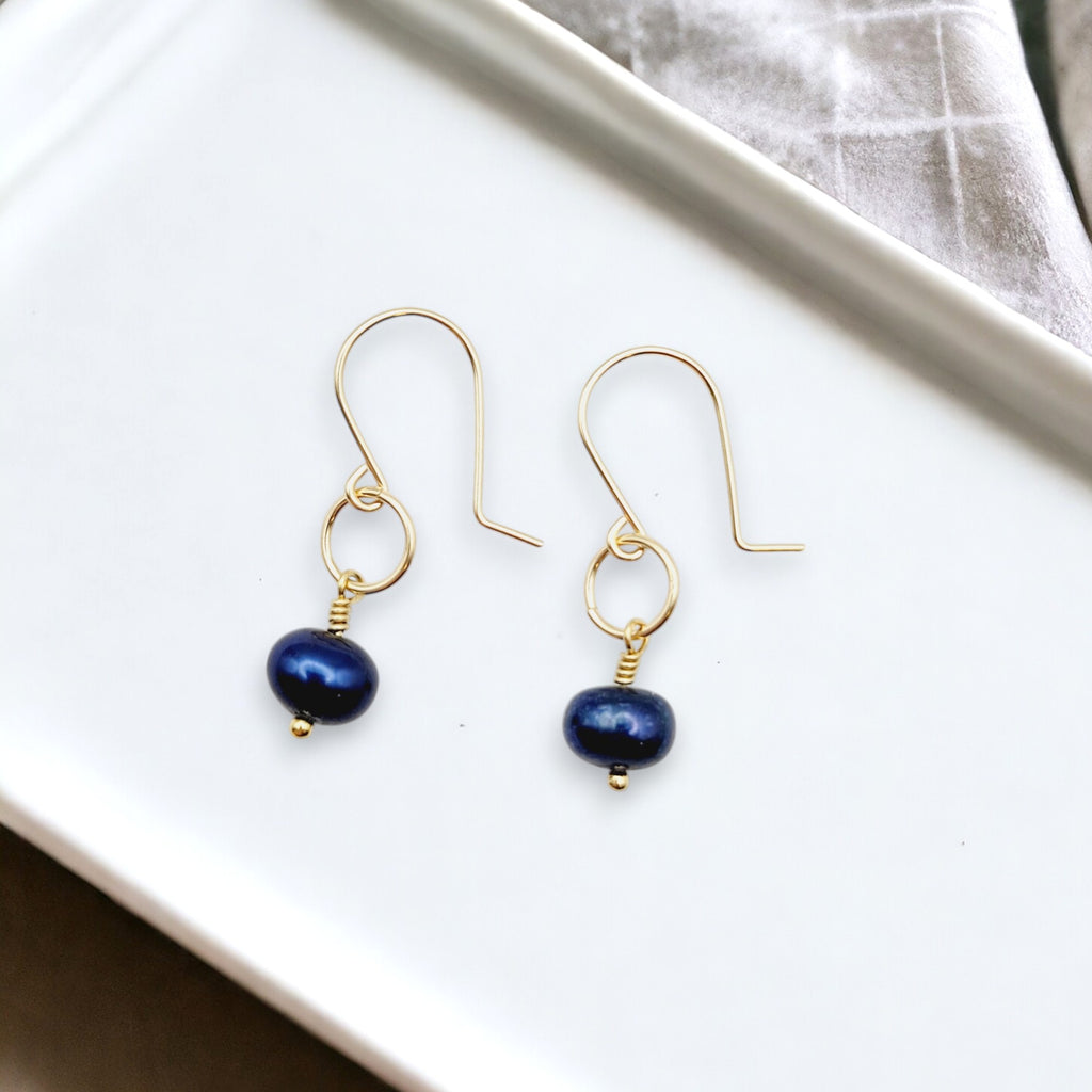 Pearl - Gold & Royal Blue Earrings Bijou by SAM