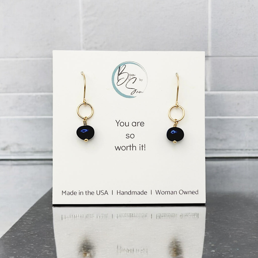 Pearl - Gold & Royal Blue Earrings Bijou by SAM