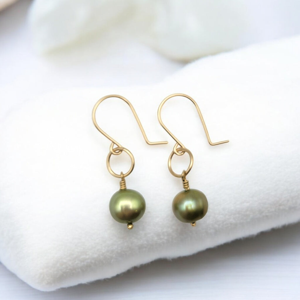 Pearl - Gold & Lime Green Earrings Bijou by SAM