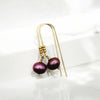 Pearl - Gold & Cranberry Threader Earrings Bijou by SAM