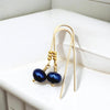 Pearl - Gold & Royal Blue Pearl Threaders Earrings Bijou by SAM