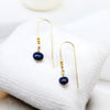 Pearl - Gold & Royal Blue Pearl Threaders Earrings Bijou by SAM