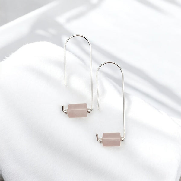 Arc - Silver & Rose Quartz Earrings Bijou by SAM