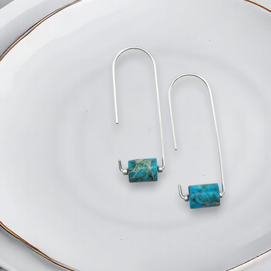 Arc - Silver & Turquoise Earrings Bijou by SAM