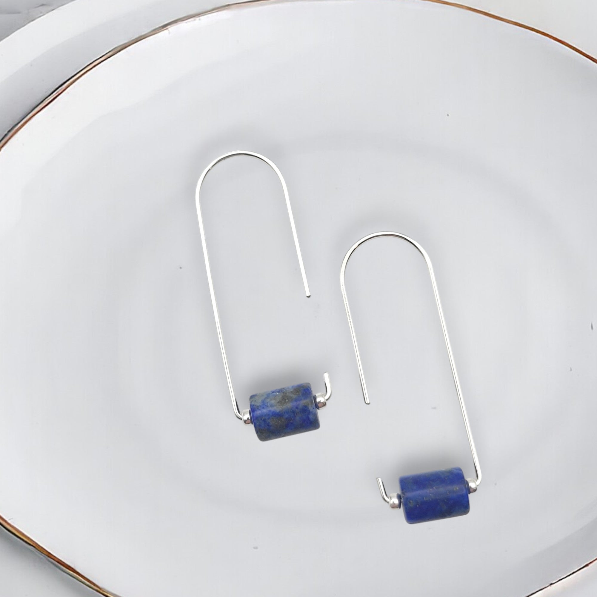 Arc - Silver & Lapis Threaders Earrings Bijou by SAM