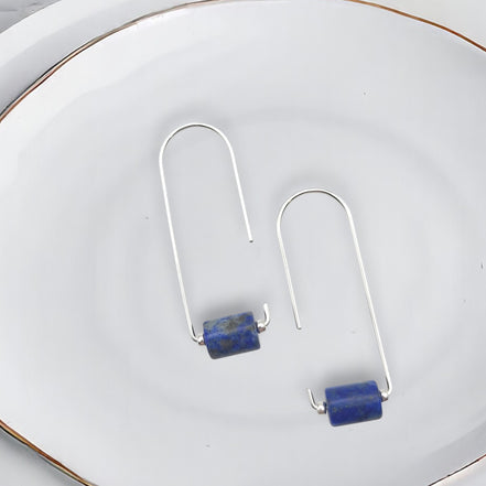 Arc - Silver & Lapis Threaders Earrings Bijou by SAM