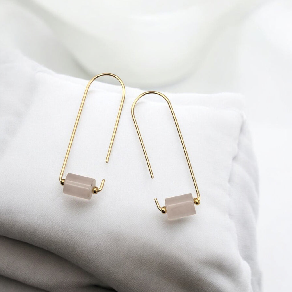 Arc - Gold & Rose Quartz Earrings Bijou by SAM