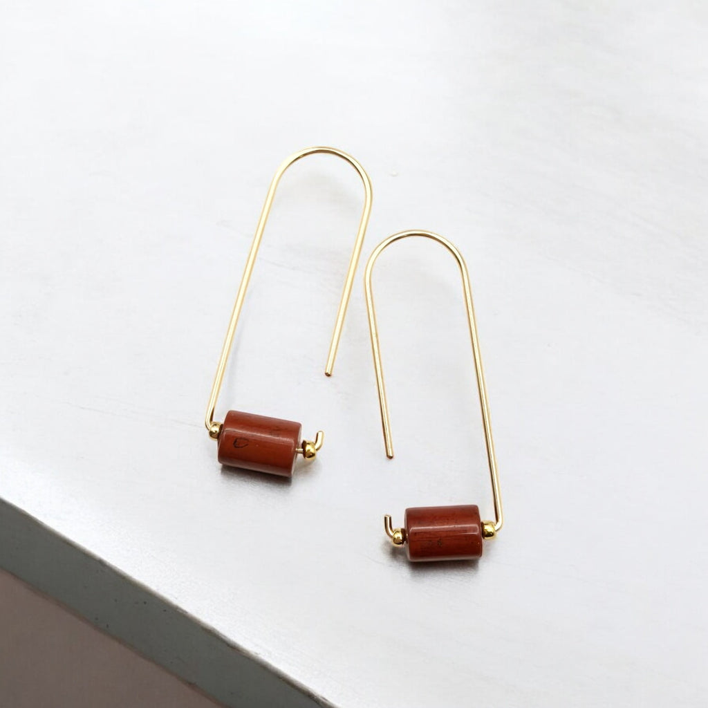 Arc - Gold & Red Jasper Earrings Bijou by SAM