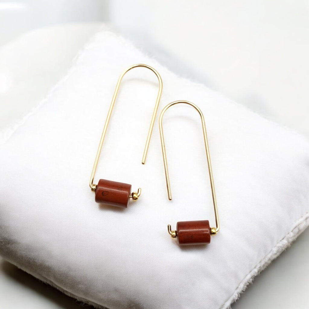 Arc - Gold & Red Jasper Earrings Bijou by SAM