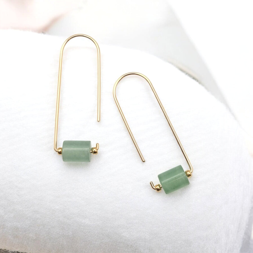 Arc - Gold & Green Aventurine Earrings Bijou by SAM