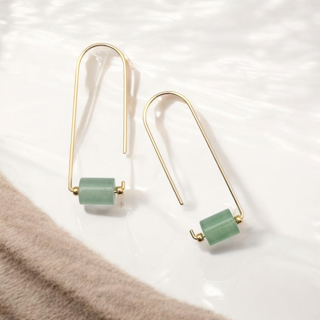 Arc - Gold & Green Aventurine Earrings Bijou by SAM