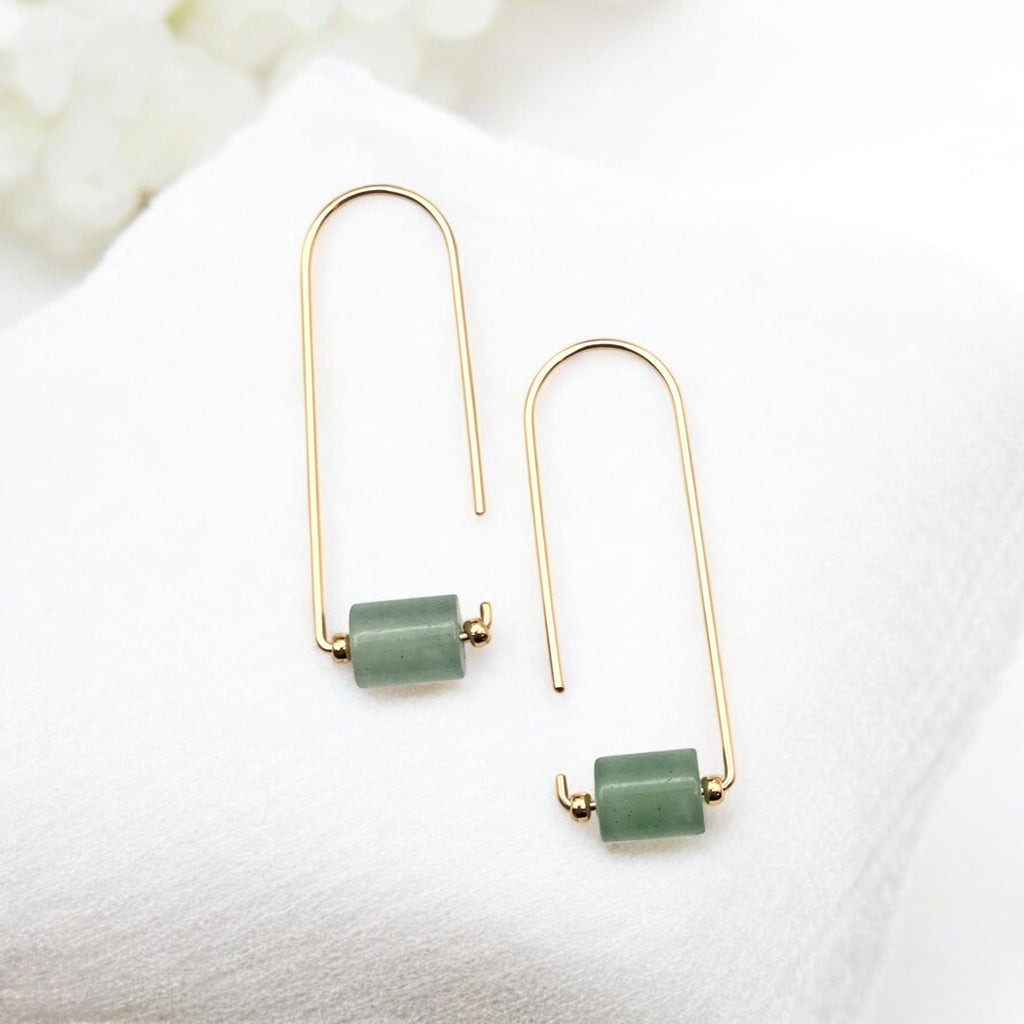 Arc - Gold & Green Aventurine Earrings Bijou by SAM