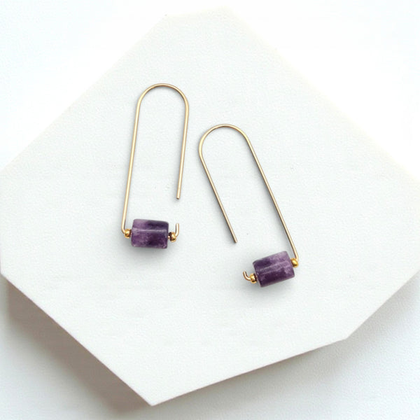 Arc - Gold & Amethyst Earrings Bijou by SAM