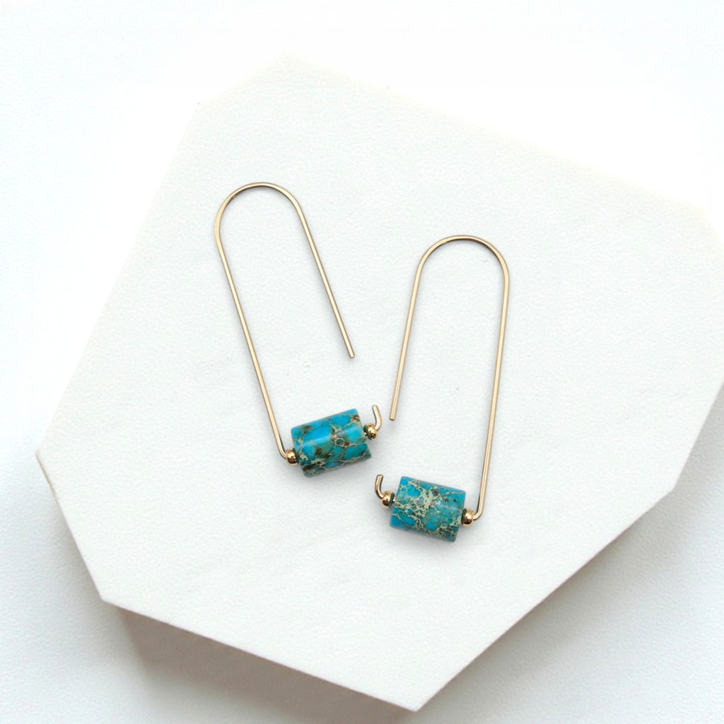 Arc - Gold & Turquoise Earrings Bijou by SAM