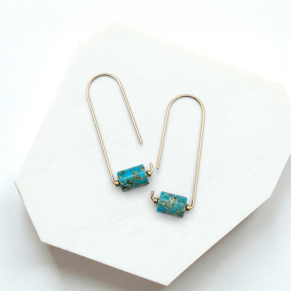 Arc - Gold & Turquoise Earrings Bijou by SAM