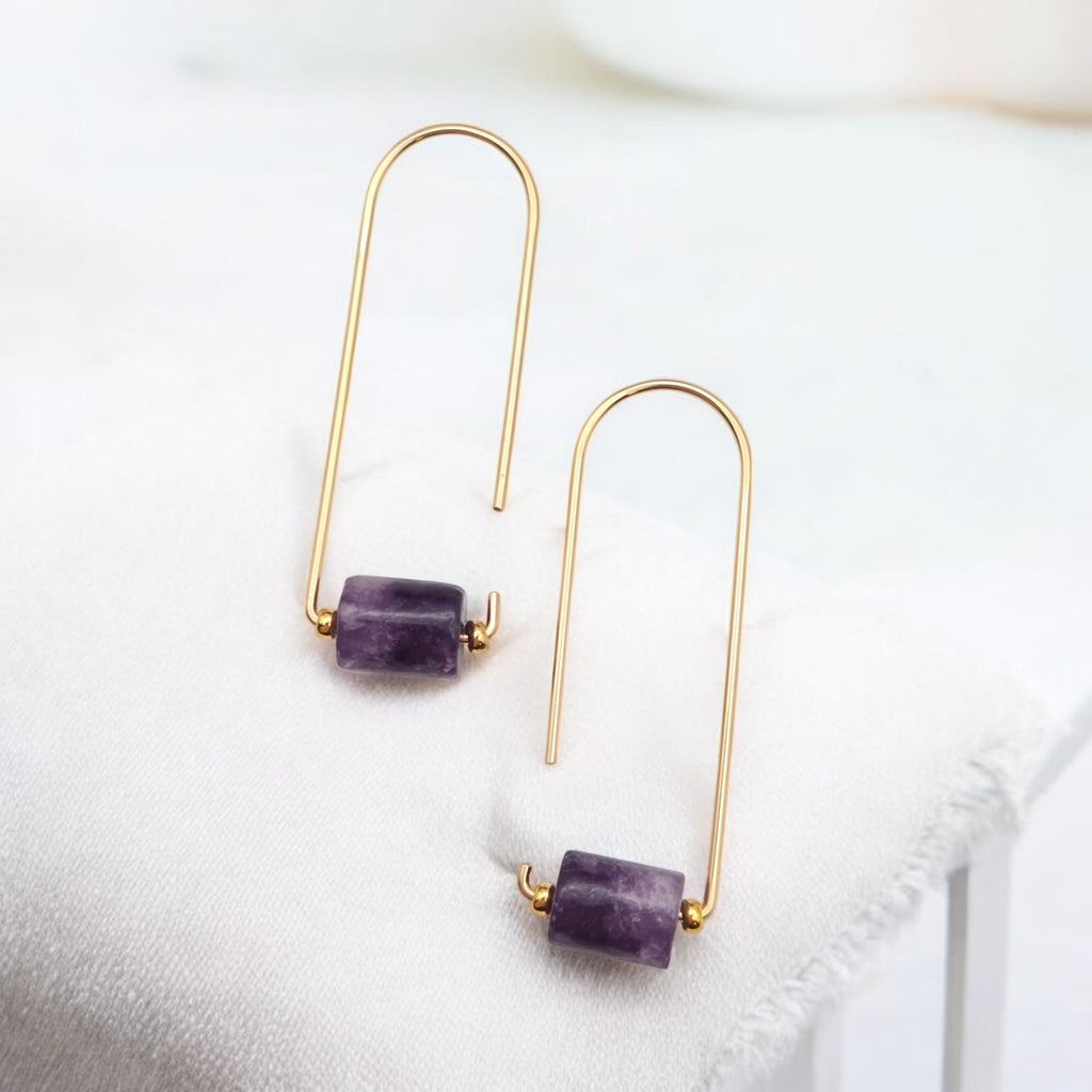 Arc - Gold & Amethyst Earrings Bijou by SAM