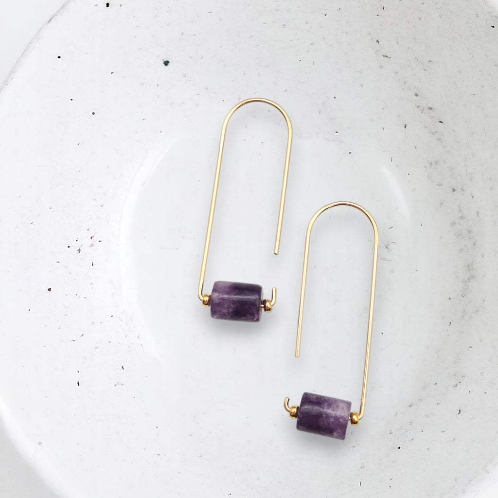 Arc - Gold & Amethyst Earrings Bijou by SAM