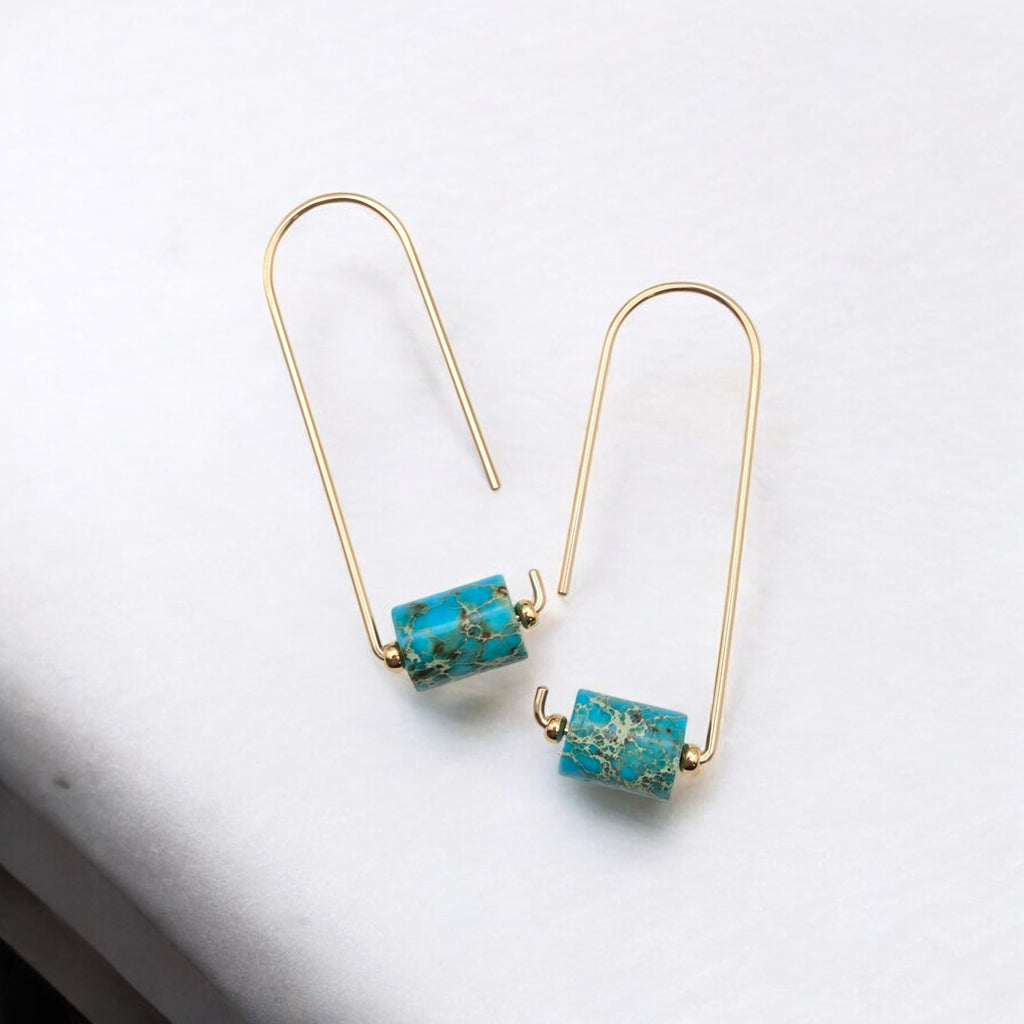 Arc - Gold & Turquoise Earrings Bijou by SAM