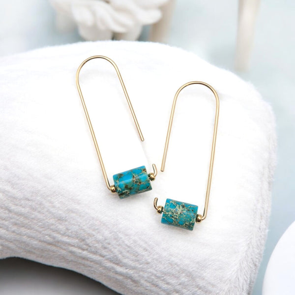 Arc - Gold & Turquoise Earrings Bijou by SAM