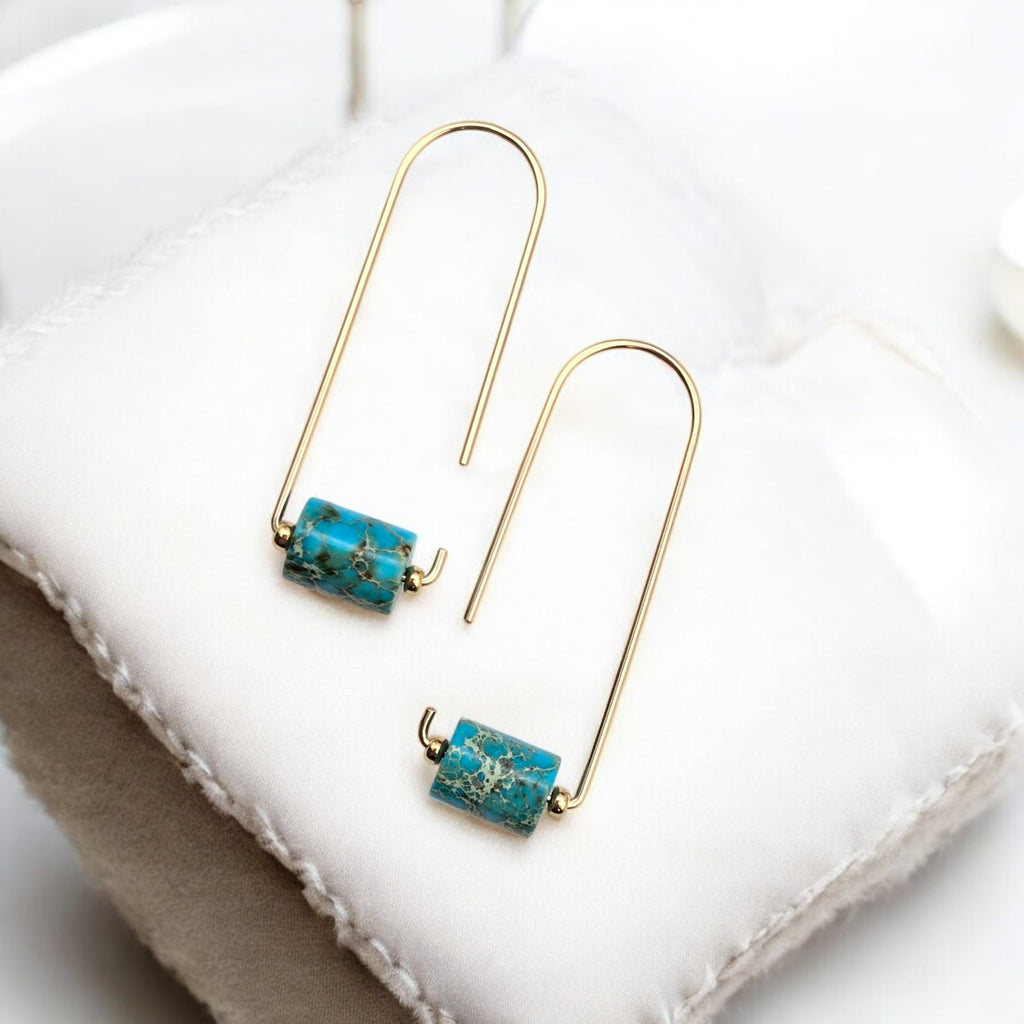 Arc - Gold & Turquoise Earrings Bijou by SAM