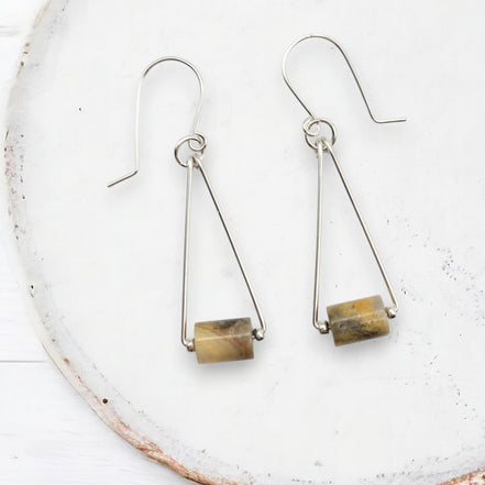 Mystique - Silver & Crazy Lace Agate Dangle Earrings Bijou by SAM Silver-plated